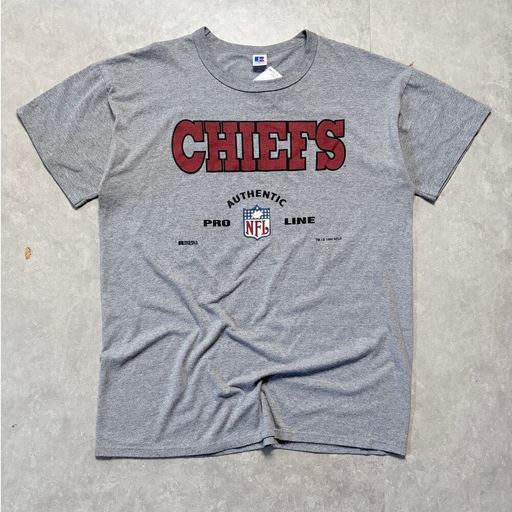 90s Vintage Kansas City Chiefs Russell Athletic Grey T-Shirt -XL